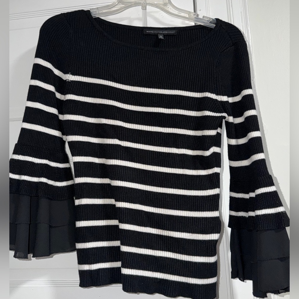 White House Black Market Ribbed Striped Top